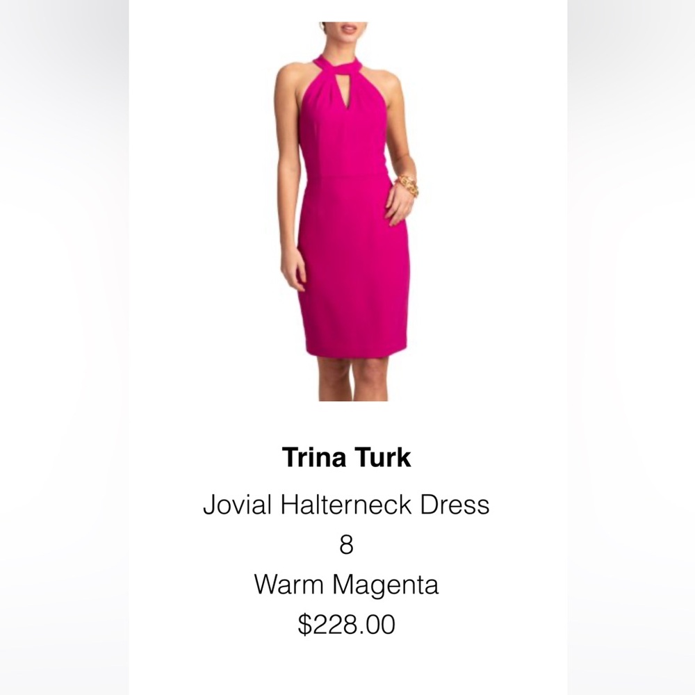 Trina Turk Fuchsia Halterneck Midi Dress
